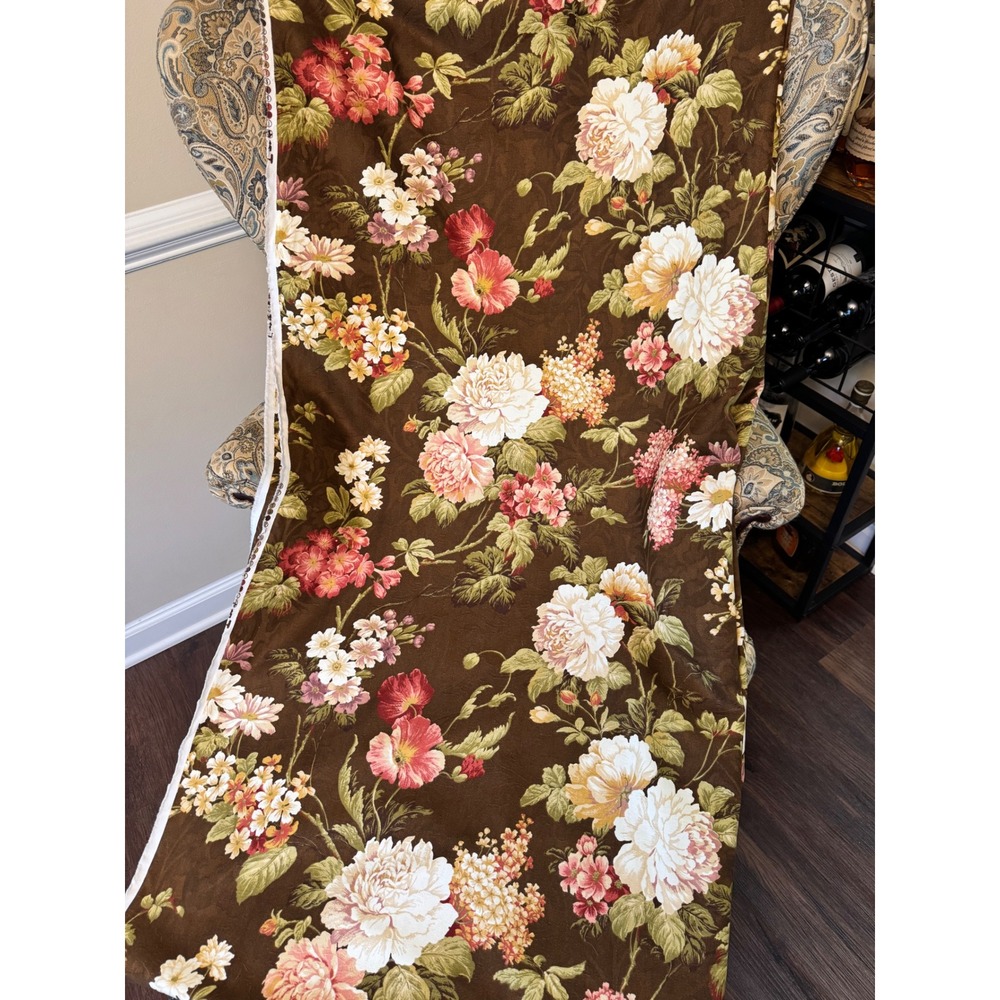 Richloom Floral Screen Print Fabric Brown Damask Peony Upholstery Heavyweight